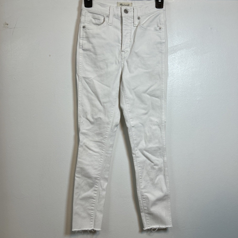 Madewell Women 24 White High Rise Skinny Jeans Short Stretch Denim Pants 6335
